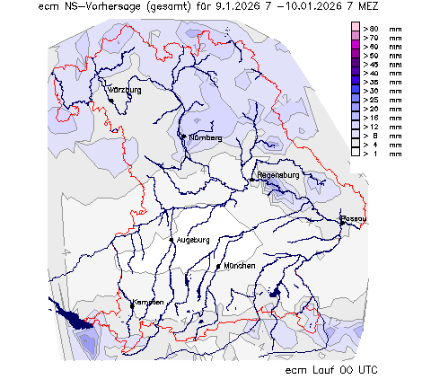 Vergleich zur Niederschlagsvorhersage ECM vom Vortag 00 Lauf wurde nicht gefunden!
